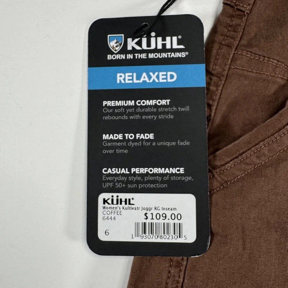 KUHL Kultivatr Joggr Stretch Twill Cargo Pant Womens 6 Regular Relaxed Brown UV‎
